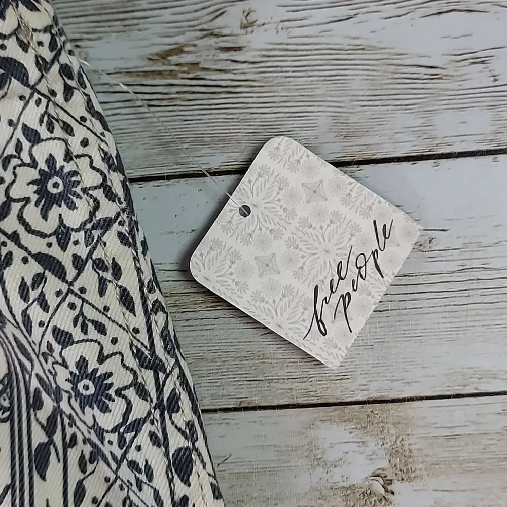 NEW Free People Modern‎ Femme Denim Floral Miniskirt Macadamia Combo Size 8 NWT - Picture 5 of 8